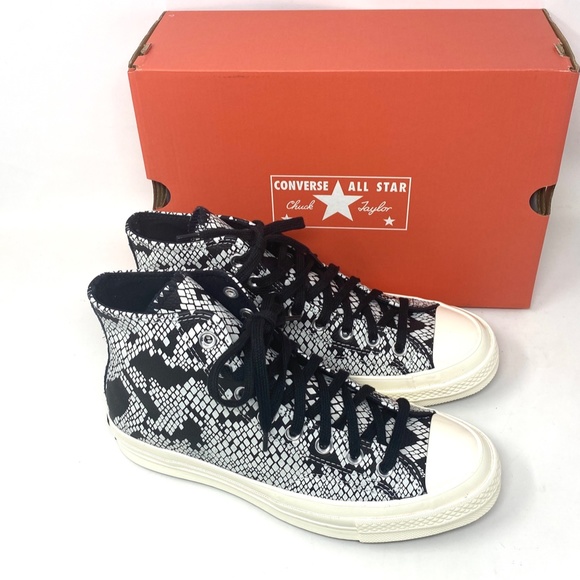 Converse Chuck 70 All Star High Top Egret Black Leather Women Sneakers 570355C - Picture 7 of 8